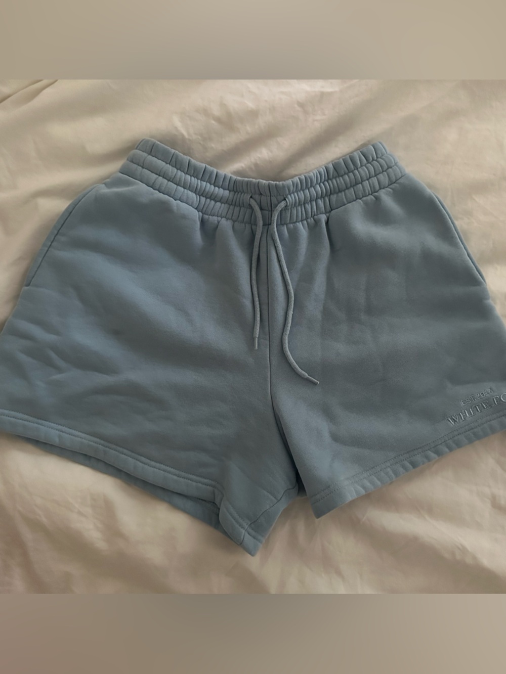 White Fox Boutique Powder Blue Athletic Drawstring Shorts